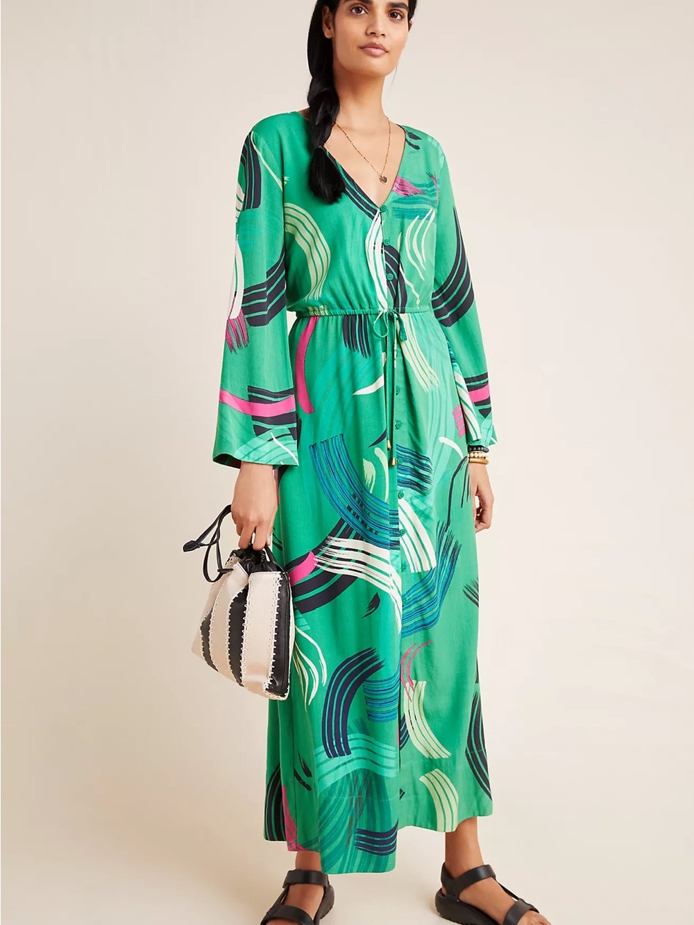 The Odells by Anthropologie Paloma Paint-Swiped Maxi Dress